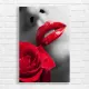 Sensual Red Lips & Rose Canvas Print