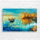 Serene Boats & Reeds Lake View Canvas Print