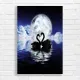 Enchanting Swans Love Heart Night Sky Canvas Print