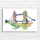 Abstract London Tower Bridge Watercolor Canvas Print