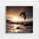 Dolphin Leap Sunset Ocean Canvas Print