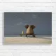 Friendship on the Beach Elephant Canvas Print