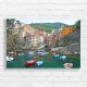 Cinque Terre Coastal Village Boat Scene Canvas Print