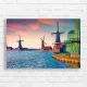 Scenic Dutch Windmills Sunset Canvas Print