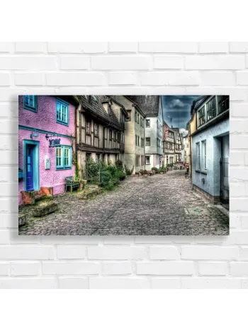 Charming European Street Cobblestone Canvas Print
