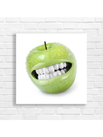 Grinning Apple Funky Pop Art Canvas Print