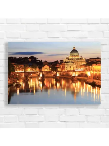 Rome Ponte Sant'Angelo Sunset Canvas Print