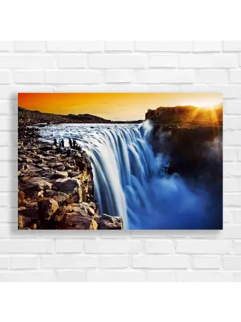Majestic Waterfall Sunset Canvas Print - Nature Wall Art