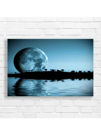 Enchanting Moonlit Lake Silhouette Canvas Print