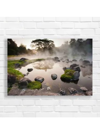 Misty Hot Springs Nature Canvas Print