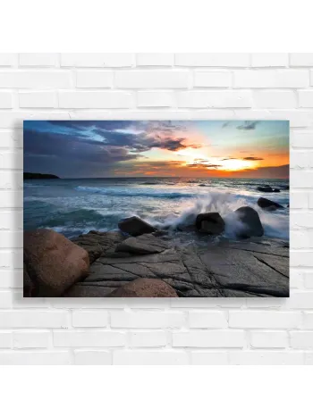 Dramatic Sunset Coastal Waves Canvas Print