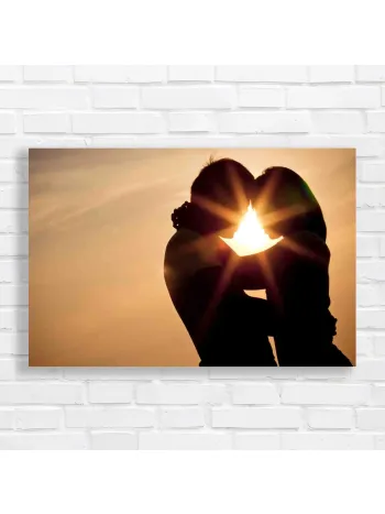 Romantic Sunset Couple Silhouette Canvas Print