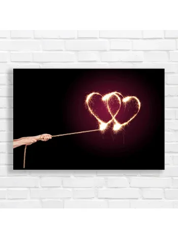 Intertwined Hearts Sparkler Art Canvas Print