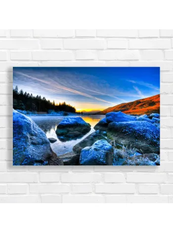 Frosted Mountain Lake Sunset Canvas Print