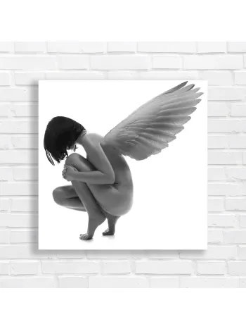 Serene Angelic Figure BW Canvas Print