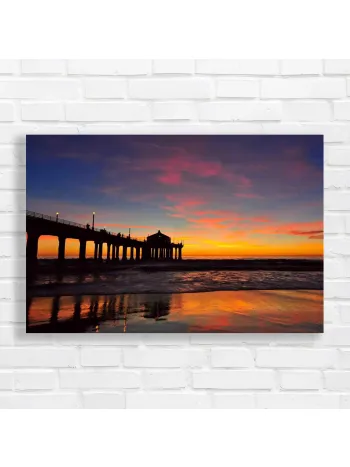 Vibrant Sunset Pier Canvas Print