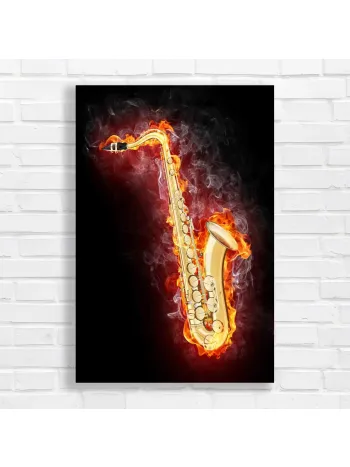 Fiery Saxophone Music Art Canvas Print