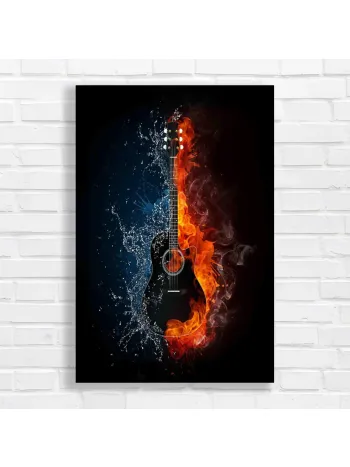 Fiery & Icy Guitar Art Canvas Print