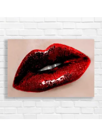 Sparkling Red Lips Glamour Canvas Print
