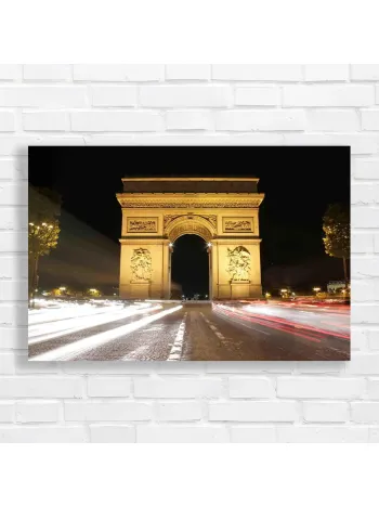 Paris Arc de Triomphe Night Cityscape Canvas Print