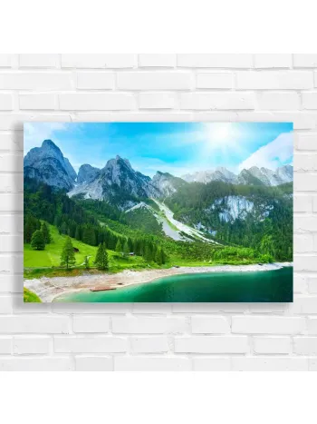 Serene Alpine Lake & Majestic Mountains Canvas Print