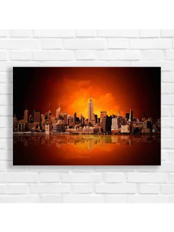 Fiery New York Skyline Sunset Canvas Print