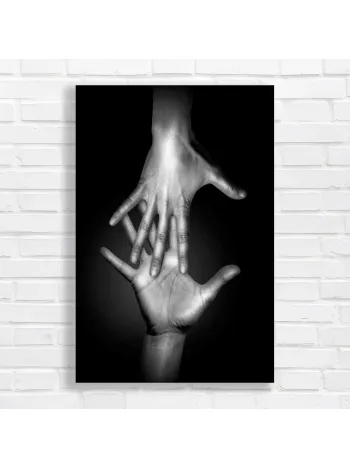 Interlocking Hands Black & White Canvas Print
