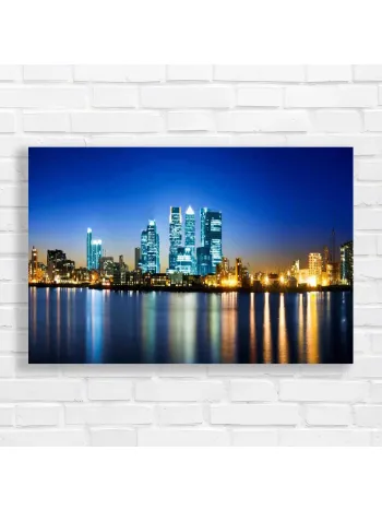 Modern Cityscape Night Skyline Canvas Print