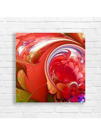 Vibrant Red Swirl Abstract Fractal Canvas Print