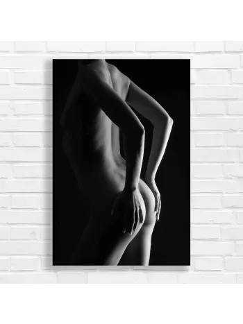 Elegant Nude Body Contour Black & White Canvas Print