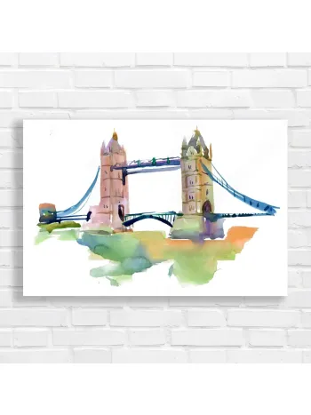 Abstract London Tower Bridge Watercolor Canvas Print