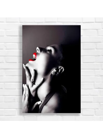 Dramatic Red Lips Woman Portrait Canvas Print