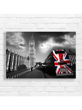 Iconic London Big Ben Union Jack Bus Canvas Print