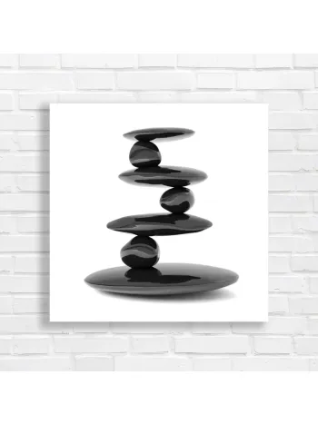 Zen Balance Stacked Stones Black Canvas Print