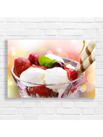 Sumptuous Strawberry Sundae Dessert Canvas Print