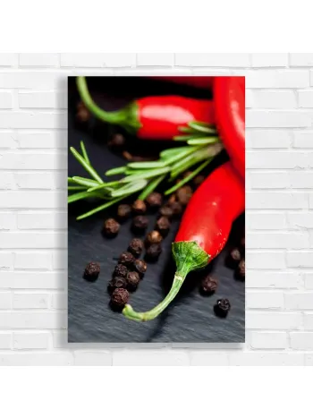 Vibrant Red Chili Pepper & Rosemary Canvas Print