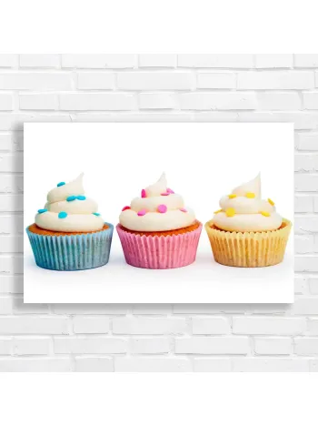 Sweet Delights: Trio of Cupcakes Canvas Print