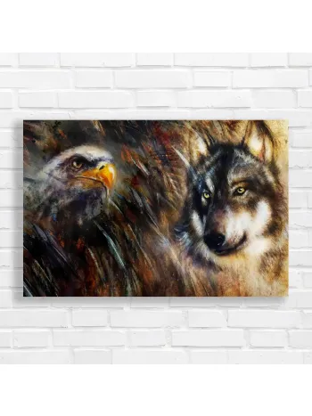 Majestic Wolf & Eagle Spirit Canvas Print