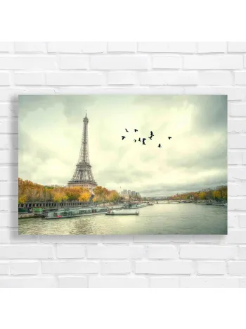 Parisian Eiffel Tower & Seine River Canvas Print