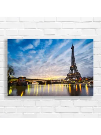 Paris Eiffel Tower Seine River Sunset Canvas Print
