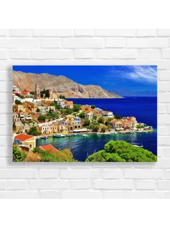 Greece Island Village Landscape Canvas Print