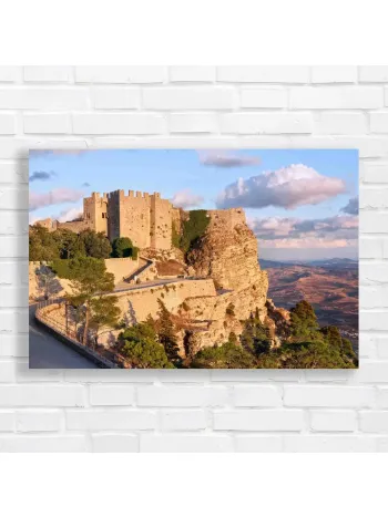Epic Castle on Cliffside Landscape Canvas Print