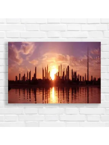 Dubai Skyline Sunset Panorama Canvas Print