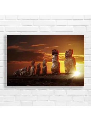 Majestic Moai Sunset Easter Island Canvas Print