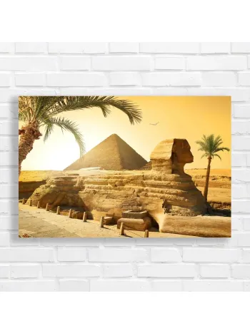 Ancient Egyptian Sphinx & Pyramid Canvas Print