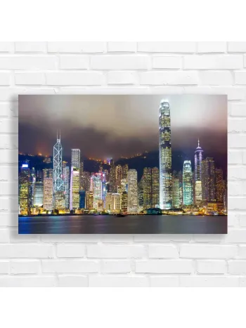 Hong Kong Skyline at Night Canvas Print
