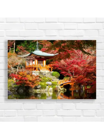 Serene Japanese Pagoda Autumn Canvas Print