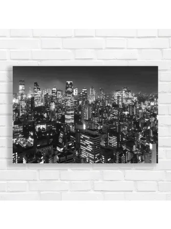 Black & White Cityscape at Night Canvas Print
