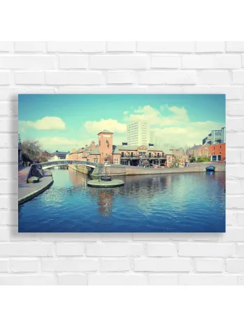 Urban Canal Bridge & Architecture Canvas Print