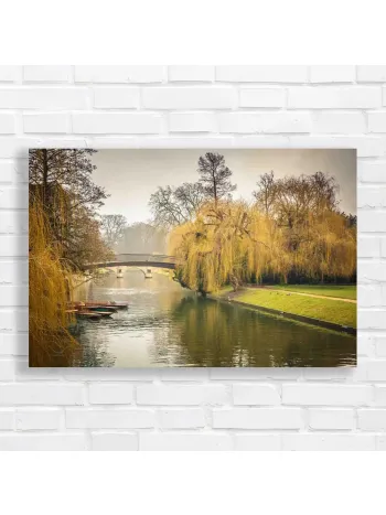Serene Bridge & Willow Tree Canvas Print